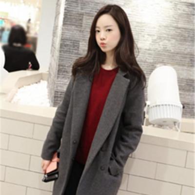 花漾小店 高品质主打爆款韩国2014秋冬修身中长款毛呢外套